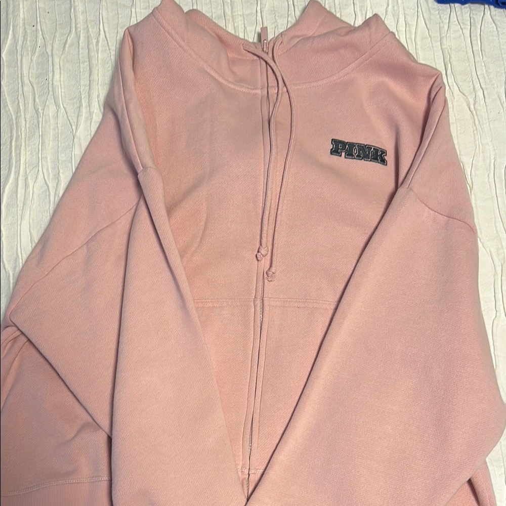 NWT PINK Victoria's Secret Light Pink Zip-Up Hoodie
